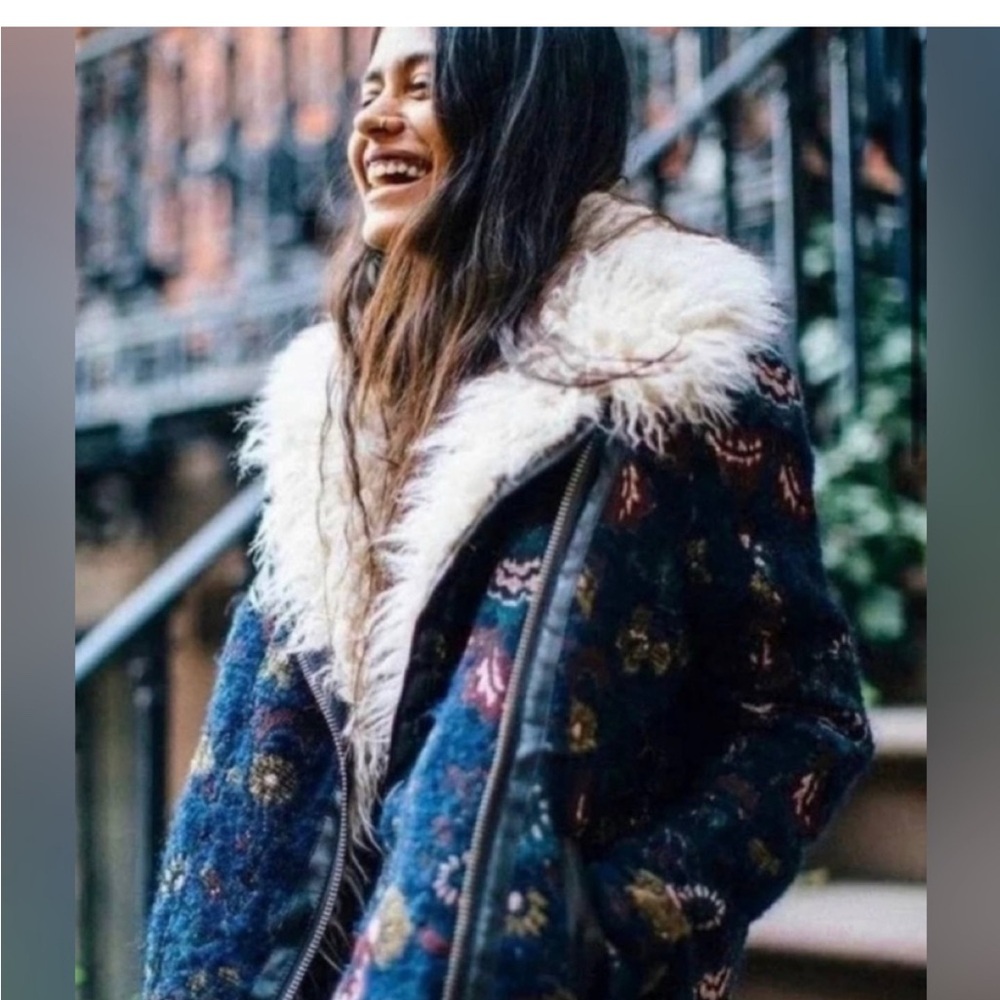 Free People Wool Penny Lane Jacket with Fur Collar